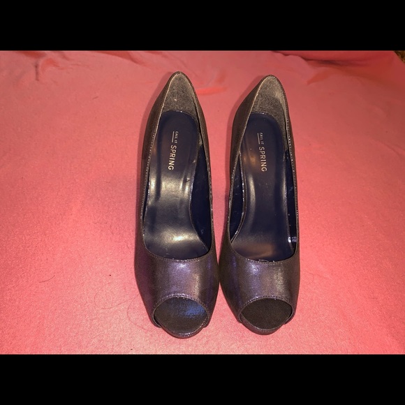 Gorgeous metallic purple/blue peep toe heels - Picture 2 of 5